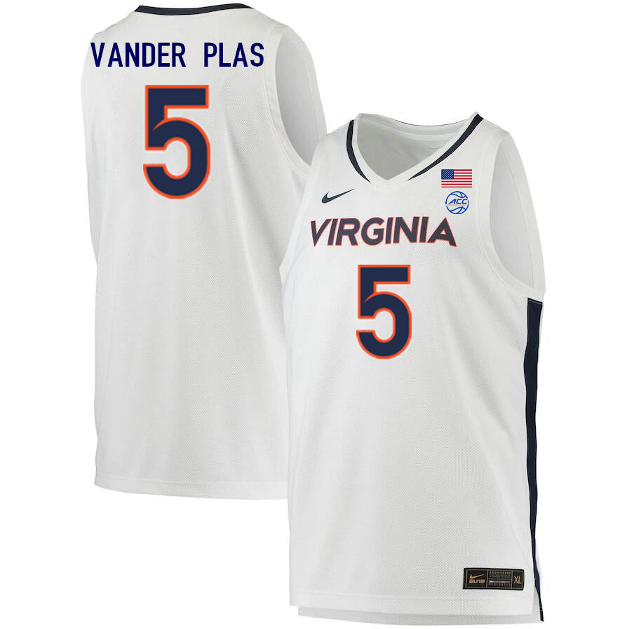 Men #5 Ben Vander Plas Virginia Cavaliers College 2022-23 Stitched Basketball Jerseys Sale-White - Click Image to Close
